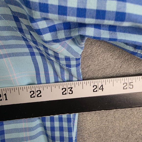 Mens Izod Premium Essentials Blue Plaid Shirt Button Down Long Sleeve Size M - Picture 6 of 8